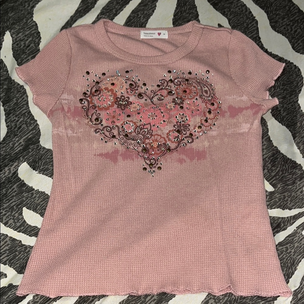 Pink Bedazzled Embellished Baby-T